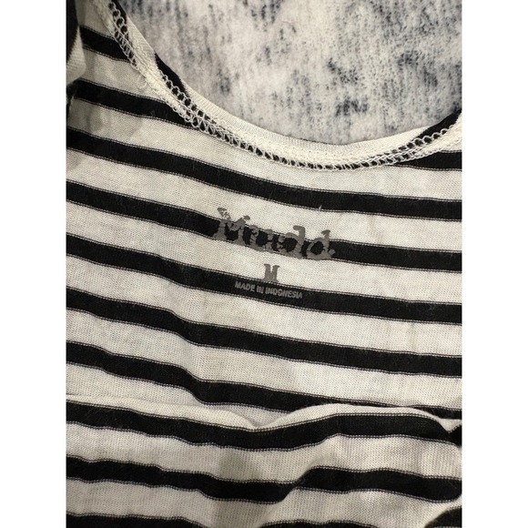 Striped Tank Top Sleeveless Casual Basic Black White - Picture 3 of 4